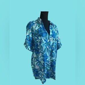 💙GORGEOUS BASIC EDITIONS HAWAIIAN STYLE TOP! ABSOLUTELY BEAUTIFUL PRINT! 💙